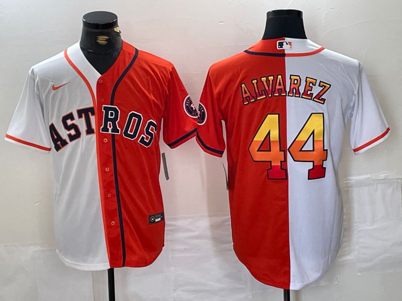 Men Houston Astros #44 Alvarez White orange Nike 2024 MLB Jersey style 1->houston astros->MLB Jersey